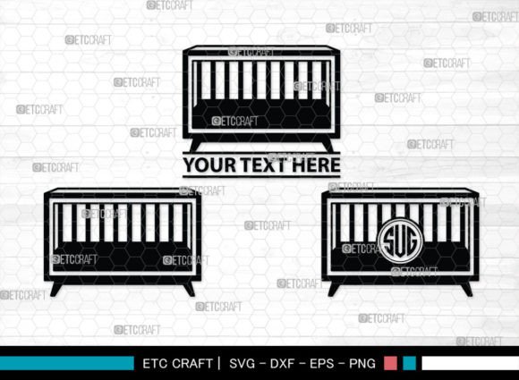 Download Baby Crib Monogram, Baby Crib Silhouette - Silhouette Collection