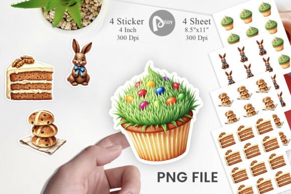 Download Watercolor Easter Dessert Stickers - Dessert stickers Collection