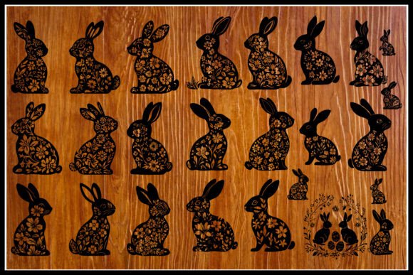 Download Floral Fantasy Rabbit Silhouettes - Silhouette Collection