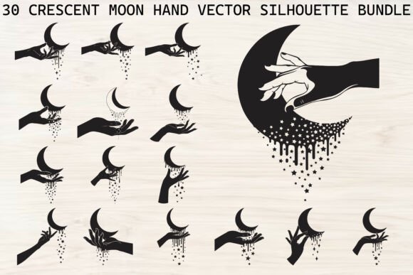 Download Crescent Moon Hand Silhouette Bundle - Silhouette Collection