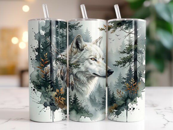 Download White Wolf Forest 20oz Tumbler Wrap PNG - White wolf Collection
