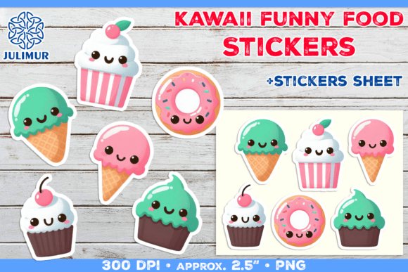 Download Kawaii Dessert Character Stickers - Premium Bundle