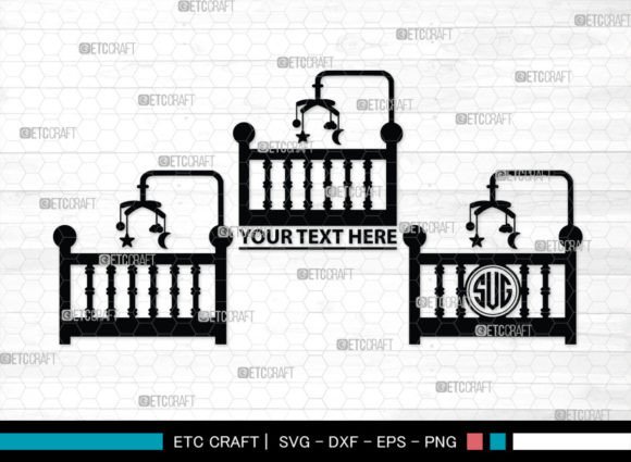 Download Baby Crib Monogram, Baby Crib Silhouette - Silhouette Collection