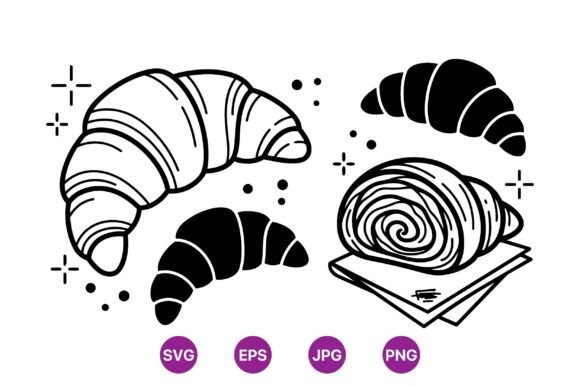 Download Hand Drawn Croissant Clipart Set - Croissant clipart Collection