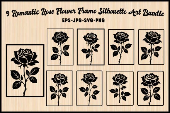 Download Romantic Rose Flower Frame Silhouette - Silhouette Collection