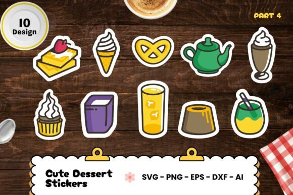 Download Cute Dessert Stickers Set SVG - Cricut - Dessert stickers Collection