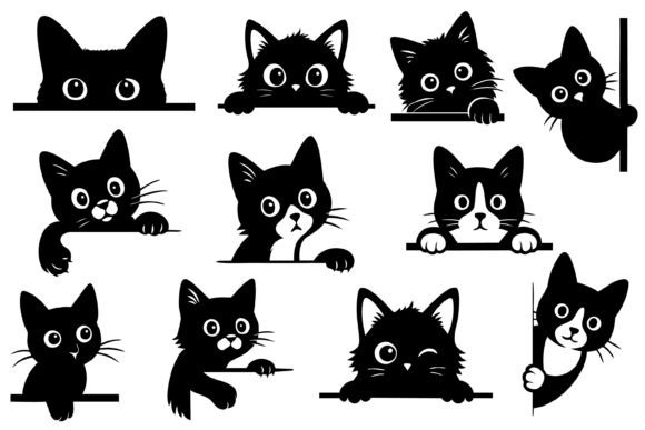 Download Peeking Cat Silhouette SVG Bundle - Silhouette Collection
