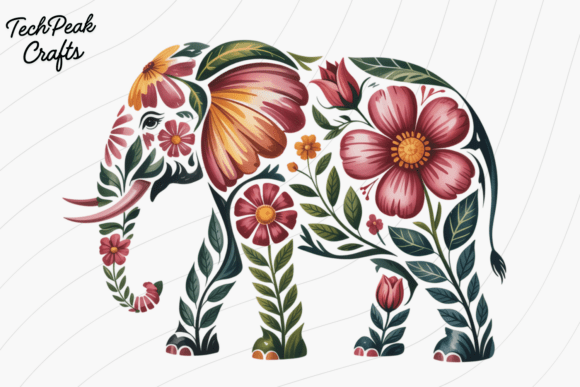 Download Floral Elephant Silhouette PNG - Silhouette Collection