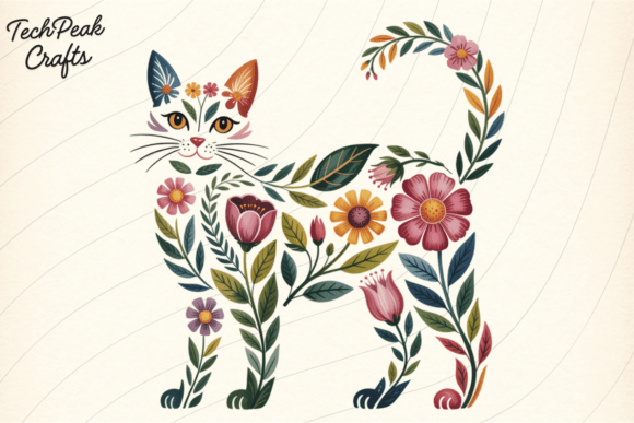 Download Floral Cat Silhouette PNG - Silhouette Collection